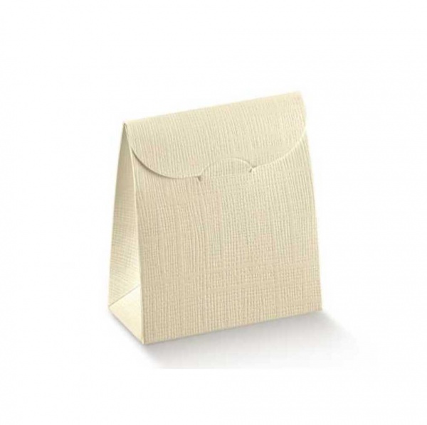 Saqueta de base rectangular em cartolina linho marfim