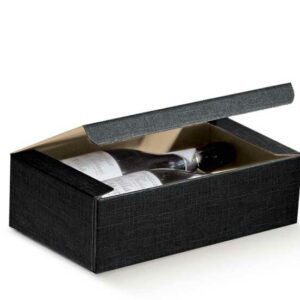 Caixa para duas garrafas em cartão preto