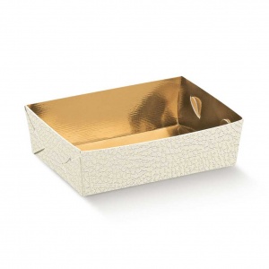 Tabuleiro em cartolina branco/ouro