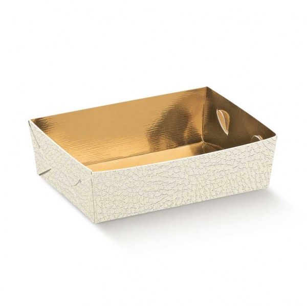 Tabuleiro em cartolina branco/ouro