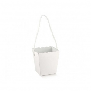 Vaso em cartão branco com cordel