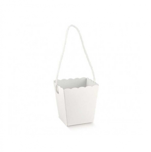 Vaso em cartão branco com cordel