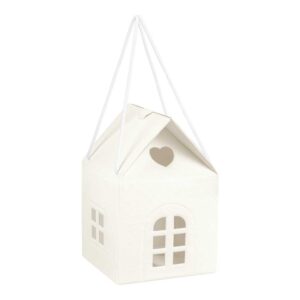 Caixa formato casa em cartão acolchoado branco
