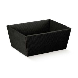 Cesto em cartão preto ondulado à vista