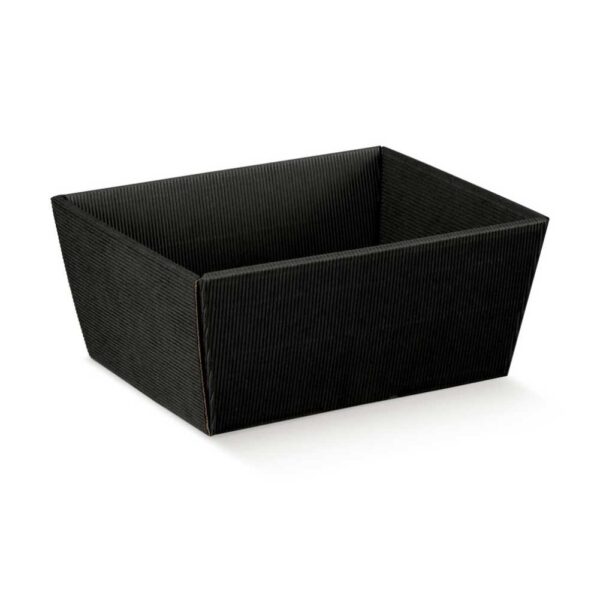 Cesto em cartão preto ondulado à vista