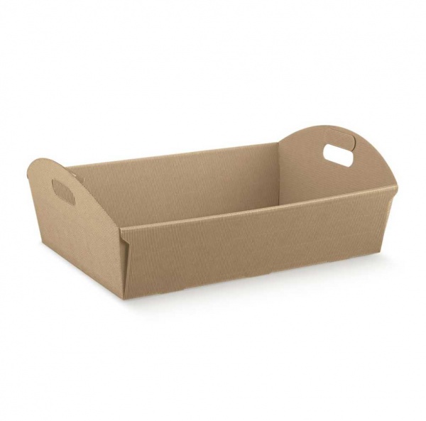 Tabuleiro em cartão kraft ondulado à vista