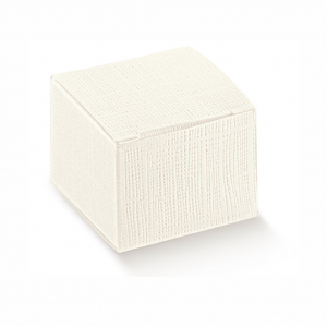 Caixa cubo em cartolina linho branco