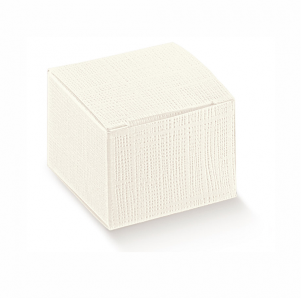 Caixa cubo em cartolina linho branco