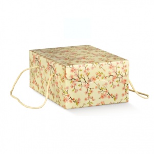 Caixa padrão floral com cordões laterais