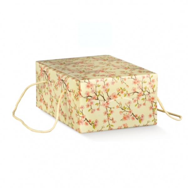 Caixa padrão floral com cordões laterais